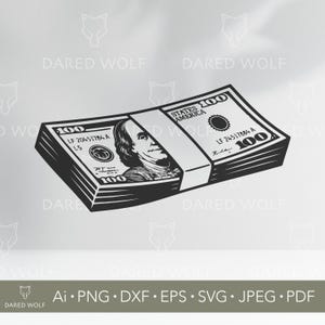 お金の山 SVG: 100 ドル紙幣のベクター アート (デジタル ファイル)