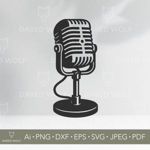 Retro Microphone Vector Art | Vintage Mic Design for Cricut and Silhouette | Classic Music and Podcast Clipart