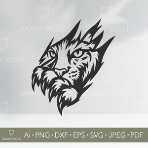 Rayure De Bobcat Clipart vectoriel | SVG Wildcat pour Cricut et Silhouette | Fichier numérique animal féroce | Conception de chat lynx pour découpe de vinyle