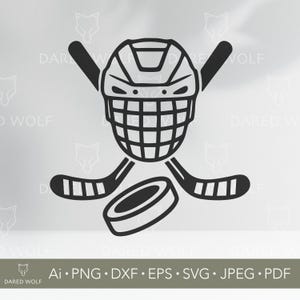 Hockey SVG-ontwerp | Keepersmasker met gekruiste stokken Vector voor Cricut en silhouet | IJshockey-clipart | Digitaal bestand sportfan