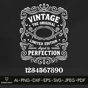 Cumpleaños vintage SVG / Envejecido a la perfección SVG / Diseño de edición limitada / Camiseta de primera calidad PNG / Descarga instantánea Png Dxf Jpg Eps Pdf