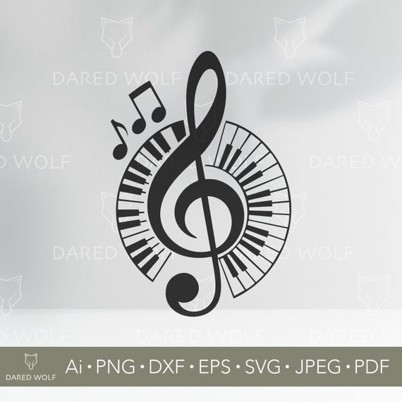 Treble Clef Piano Keys SVG: Music Vector Clipart (digital Download