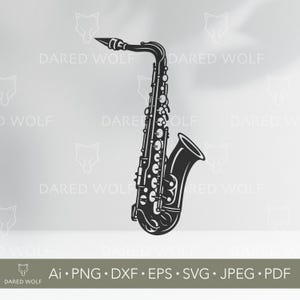 Saxophone SVG Design | Jazz Instrument Vector for Cricut & Silhouette | Musical Clipart for Vinyl And Laser Cut Projects