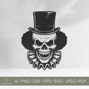 Evil Clown Skull Vector Art: Creepy Halloween SVG, Cricut & Silhouette