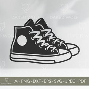 Sneakers SVG | High Top Shoes Vector for Cricut and Silhouette | Casual Footwear Clipart Digital File for Vinyl and Laser Cutting