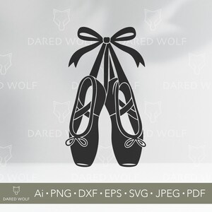 Ballet Shoes Clipart - Pointe Shoes with Ribbon - Dance Vector for Cricut & Ballerina Crafts