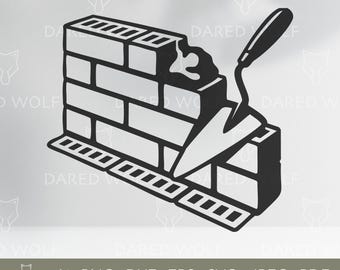 Brick Wall Vector Art | Masonry Trowel Silhouette (Digital Files)