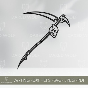 Grim Reaper Scythe SVG: Gothic Skull Vector Art (Digital File for Cutting Machines)