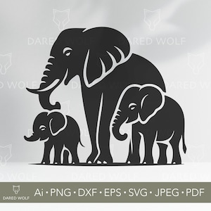 Elephant Family SVG: Safari Animal Vector Art (Digital File)