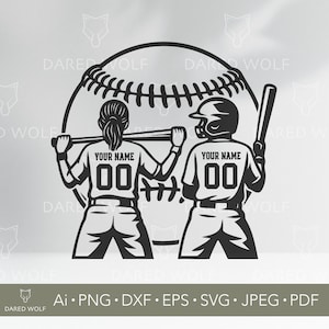 Gepersonaliseerde honkbalsoftbal-SVG voor kinderen: aangepaste sportvectorkunst (digitaal bestand)