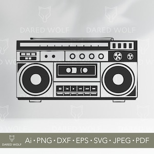 Retro Ghettoblaster SVG | Vintage Radio Kassette Player Vektor für Cricut & Silhouette | 80er Jahre Musik geschnitten | Alte Schule Musik Design | Digitaler Download