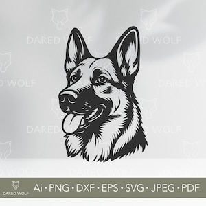 German Shepherd SVG | Dog Lover Vector for Cricut and Silhouette | Pet Portrait Digital File | Loyal Guard Dog Design for Vinyl Cutting