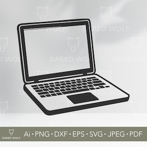 Laptop SVG Vector Design | Computer Clipart for Cricut & Silhouette | Digital Laptop Cut File | Tech Themed Craft Download