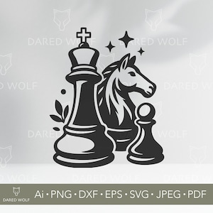 Chess Pieces SVG Design: Classic Black Clipart for Cricut & Silhouette (Digital Download)