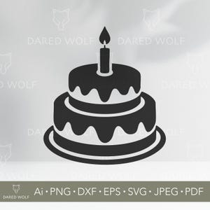 Verjaardagstaart SVG-ontwerp | Vectorillustraties Celebration Party voor Cricut en silhouet | Digitaal bestand Happy Birthday voor laser, vinylambachten