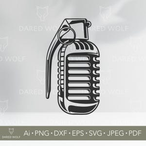 Granate Mikrofon SVG | Rap Babie Vektor für Cricut & Silhouette | Digitale Clipart-Datei für Musikprojekte | DJ Vinyl Schnittdesign