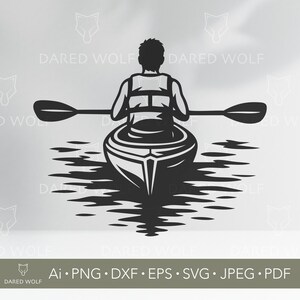 Kayak Canoe SVG: Man on Lake Vector Art (Digital File)