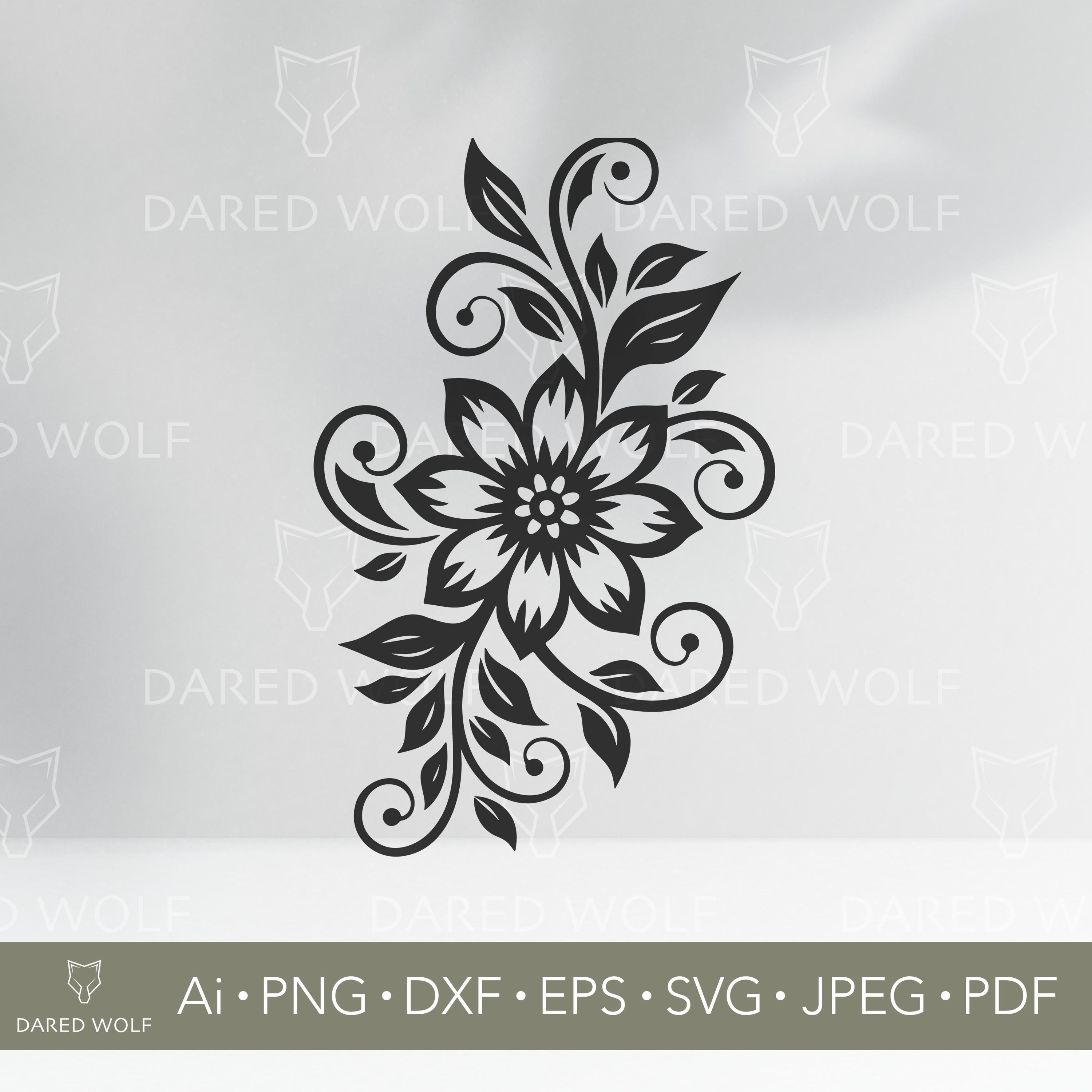 Elegant Floral Swirl Vector Art: Cricut & Silhouette Digital File