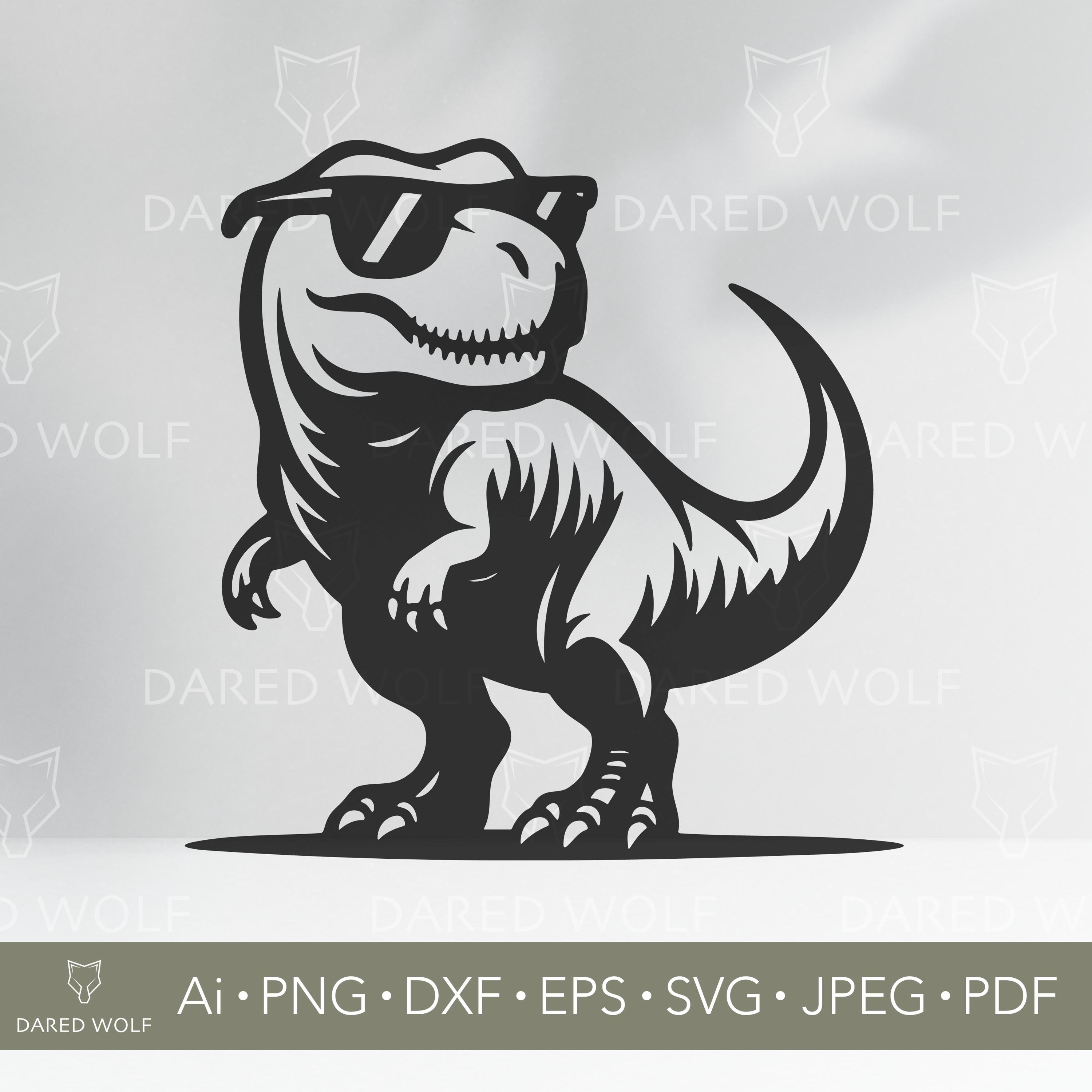 T-rex Dinosaur Vector Art | Cool Trex SVG With Sunglasses for