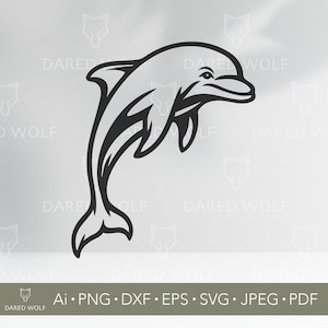 Conception SVG Dauphin | Vecteur animal océan pour Cricut et Silhouette | Fichier numérique Sea Life de plage | Découpage marin d'été