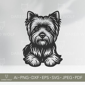 Yorkie Dog Vector Art | Yorkshire Terrier SVG for Cricut and Silhouette | Cute Pet Svg | Small Dog Design for Vinyl Cutting Projects