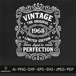 60er Geburtstag SVG | Vintage 1965 Hemden Motiv | Gealtert zur Perfektion SVG | Geschenkidee zum 60 1965 Geburtstag SVG für Cricut