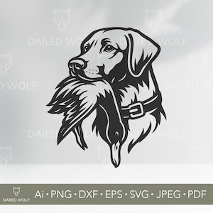 Hunting Dog with Duck SVG Vector Art | Retriever Bird Hunt Design for Cricut and Silhouette | Waterfowl Digital File | Rustic Vinyl Clipart
