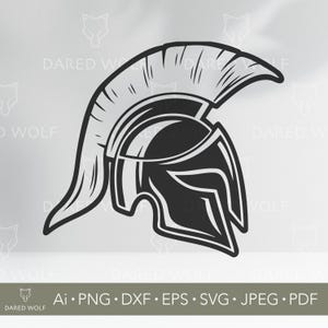 Casque spartiate SVG | Vecteur de casque de guerrier pour Cricut et Silhouette | Clipart numérique d'armure ancienne | Lime à découper en vinyle pour gladiateur grec