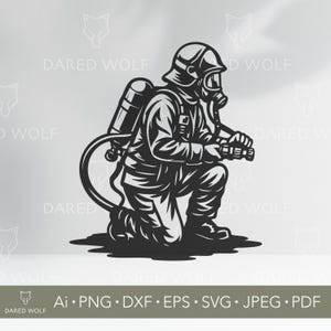 Silhouette vettoriale di vigile del fuoco / Pompiere SVG per Cricut e Silhouette / File digitale di Brave First Responder / Design di soccorso antincendio per il taglio