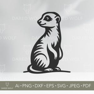 Diseño SVG de suricata / Clipart de animales de safari para Cricut y Silhouette / Archivo digital de vida silvestre para calcomanías de vinilo y corte láser