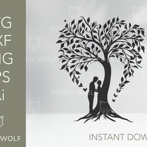 Amor árbol vector corte archivo / árbol de la vida clipart / árbol genealógico svg / árbol de amor svg / PNG Eps svg Dxf Ai archivo de corte clipart vector digital