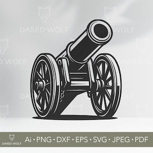 Vintage Cannon SVG Design: War Artillery Vector Clipart (Digital Download)