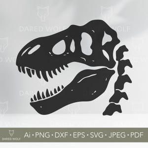 Dinosaur Skull SVG: T-Rex Fossil Clipart for Cricut & Silhouette (Digital File)