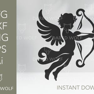 Cupid with Bow and Arrow Vector Art | Valentine&#39;s Day SVG for Cricut and Silhouette | Romantic Digital File | Cupid Design for Vinyl Cutting