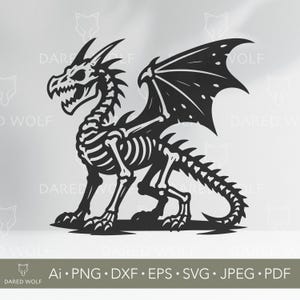 Skeleton Dragon Vector Art | Gothic Bone Dragon Design for Cricut and Silhouette | Halloween Fantasy SVG for Vinyl and Laser Cutting