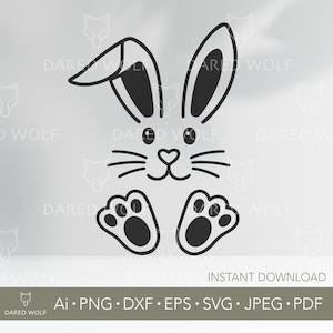 Cute Bunny Face SVG | Easter Bunny Cut File for Kids Crafts | Peeking Bunny Clipart