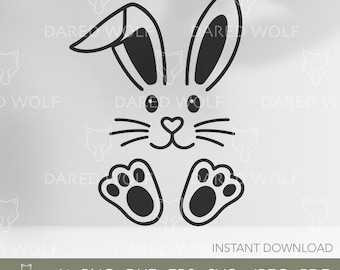 Kaninansikte SVG | Påsk Clipart, Barnpyssel (Digital nedladdning