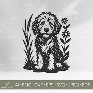 Goldendoodle Floral Dog SVG: Spring Garden Clipart (Digital File)