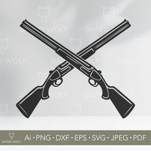 Crossed Shotguns Vector Art | Hunting Rifle Silhouette Design | Wild West Clipart for Cricut and Silhouette