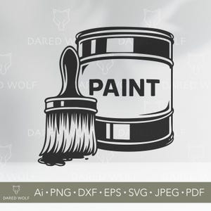 Verfblik en penseel SVG | Schilder Clipart-vector voor Cricut en silhouet | Digitaal bestand met tekenhulpmiddelen | DIY-kunstbenodigdhedenontwerp voor vinyl