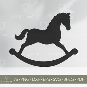 Hobbelpaard vectorkunst | Vintage speelgoed-SVG voor Cricut en Silhouette | Digitaal bestand babyshower | Kwekerijontwerp voor het snijden van vinyl
