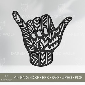 Tribal Shaka Hand SVG: Polynesian Surf Symbol Vector (Digital File)