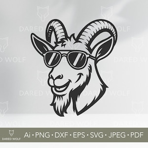 Cool Goat SVG | Funny Farm Animal with Sunglasses Vector for Cricut and Silhouette | GOAT Digital File | Hipster Barnyard Cutting Design