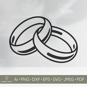 Trouwringen SVG | In elkaar grijpende ring silhouet vector voor Cricut en silhouet | Klassieke clipart met huwelijkssymbool voor bruiloftsambachten