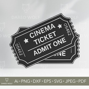 Retro Movie Ticket SVG: Cinema Admit One Clipart (Digital File)