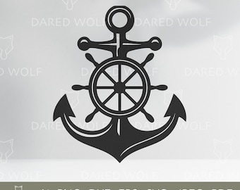 Ancla y timón de barco SVG: Archivo vectorial náutico (Diseño digital)