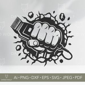 Barber Fist Clipper SVG: Hair Trimmer Vector Graphic (Digital Download