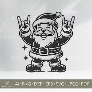 Papá Noel rockero SVG / Arte vectorial navideño (descarga digital)