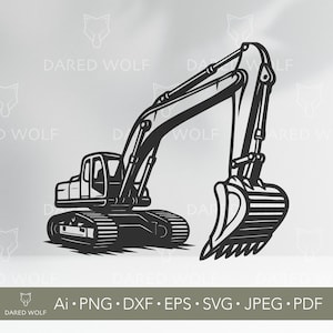 Graafmachine silhouet vectorkunst | Constructie-SVG voor Cricut en Silhouette | Graver gesneden bestand | Ontwerp van zwaar materieel voor vinylprojecten