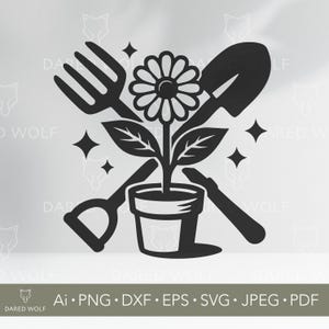 Gardening Tools Vector Art: Flower Pot Clipart for Cricut (Digital Download
